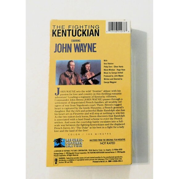 The Fighting Kentuckian John Wayne VHS Movie Colorized - Picture 2 of 3